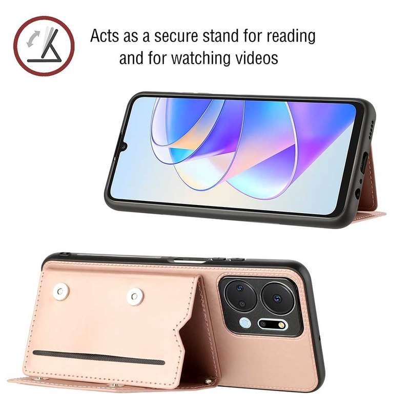 For Honor X7a Skin Feel PU + TPU + PC Card Slots Phone Case(Brown)