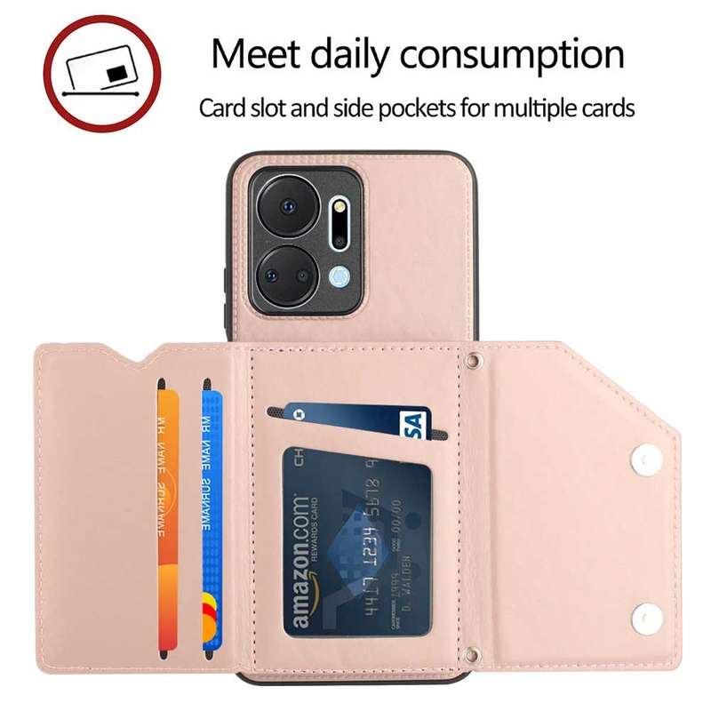 For Honor X7a Skin Feel PU + TPU + PC Card Slots Phone Case(Brown)