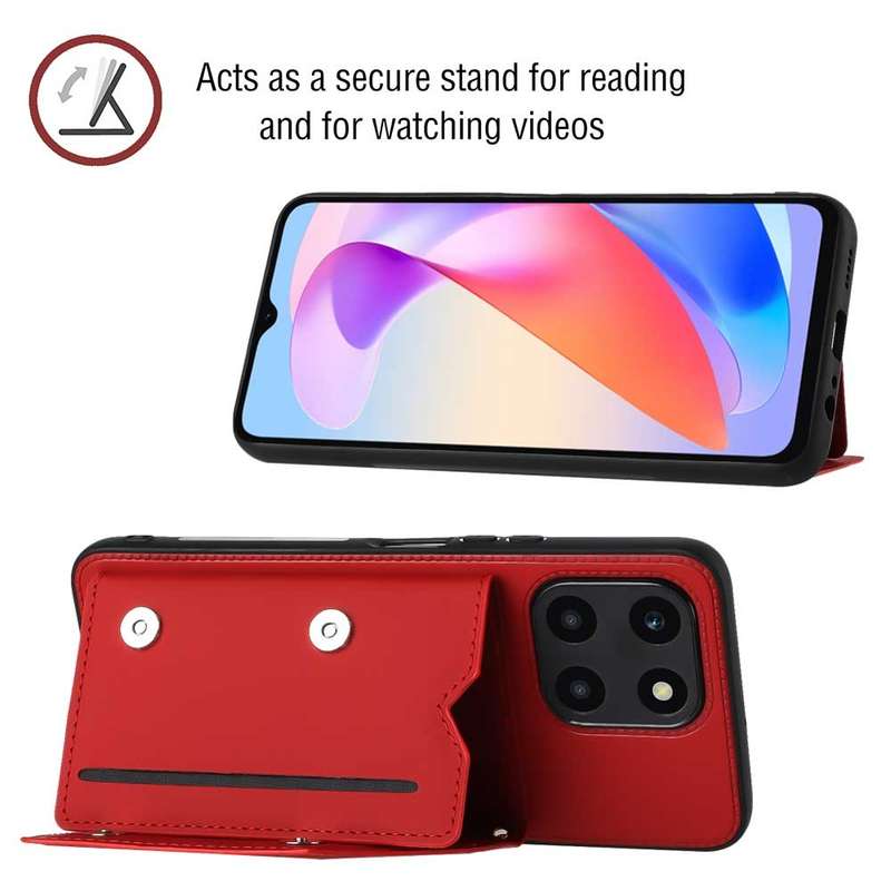 For Honor 90 Lite/X50i Skin Feel PU + TPU + PC Card Slots Phone Case(Black)