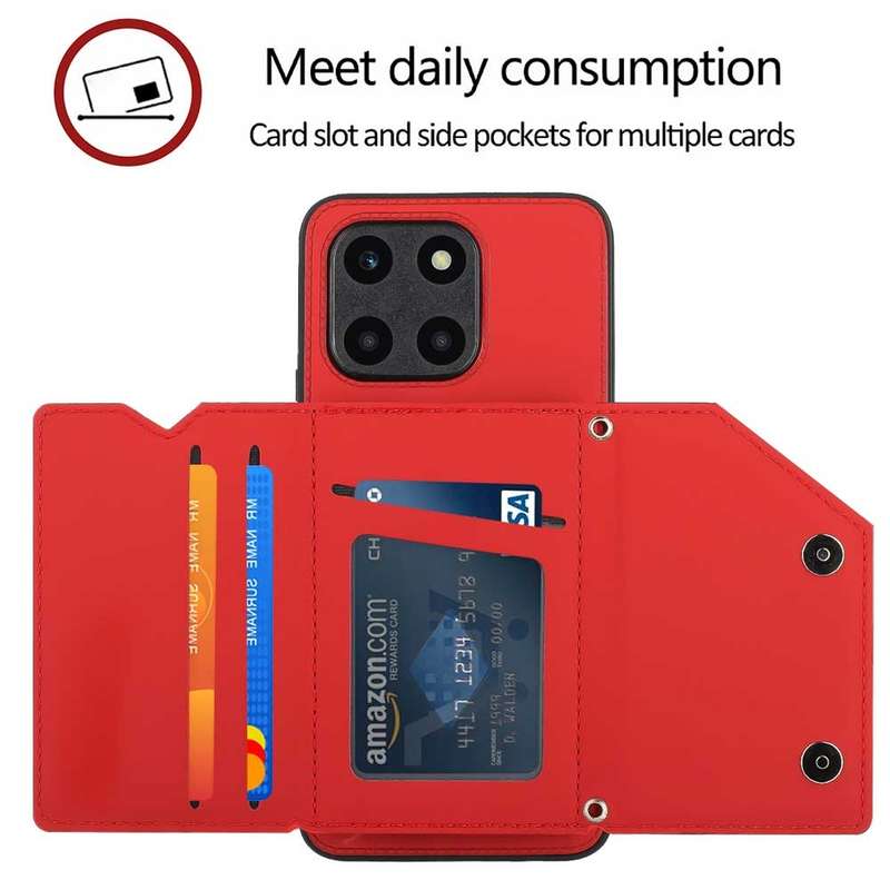 For Honor 90 Lite/X50i Skin Feel PU + TPU + PC Card Slots Phone Case(Black)