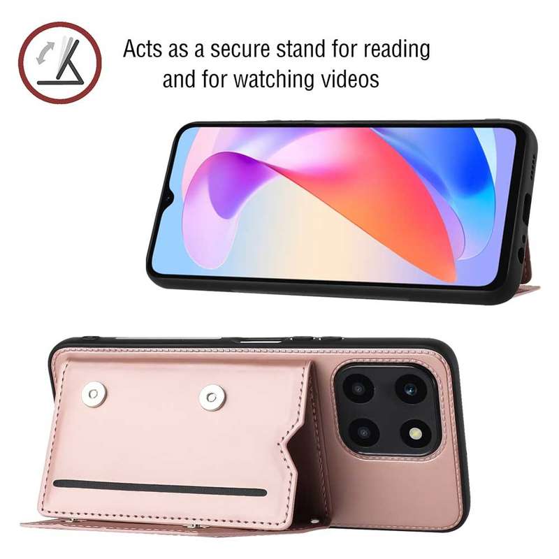 For Honor 90 Lite/X50i Skin Feel PU + TPU + PC Card Slots Phone Case(Black)