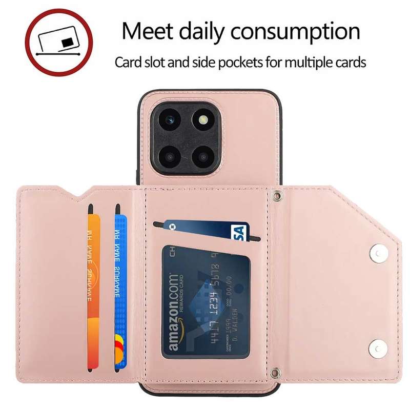 For Honor 90 Lite/X50i Skin Feel PU + TPU + PC Card Slots Phone Case(Black)