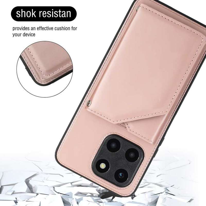 For Honor 90 Lite/X50i Skin Feel PU + TPU + PC Card Slots Phone Case(Black)