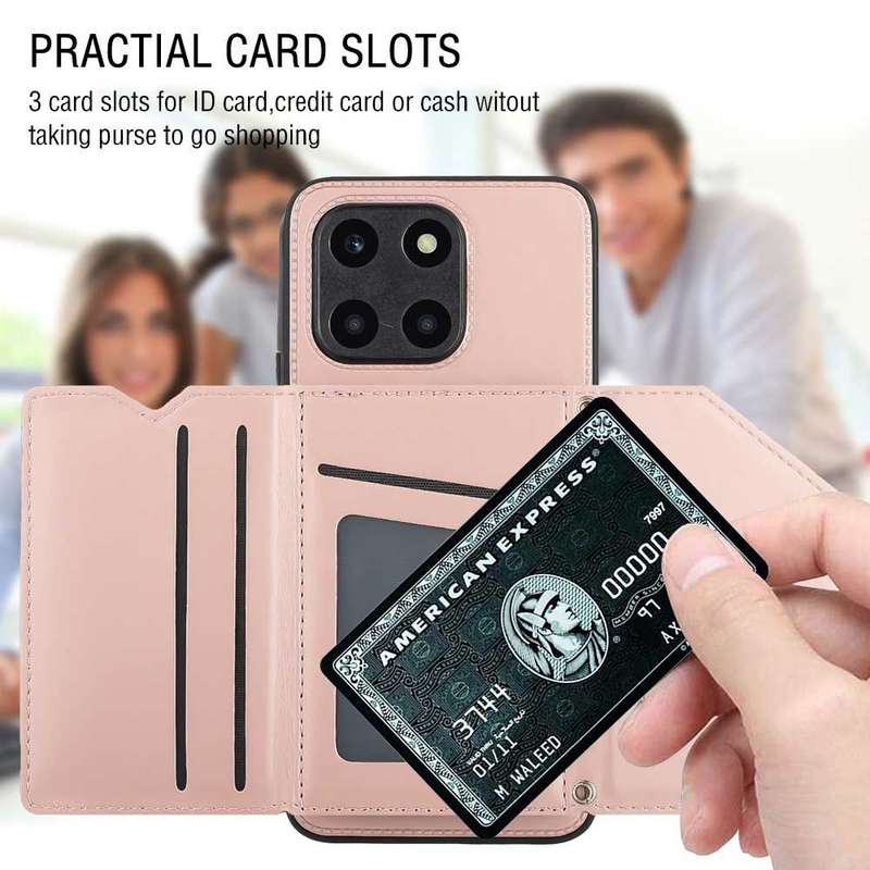 For Honor 90 Lite/X50i Skin Feel PU + TPU + PC Card Slots Phone Case(Black)