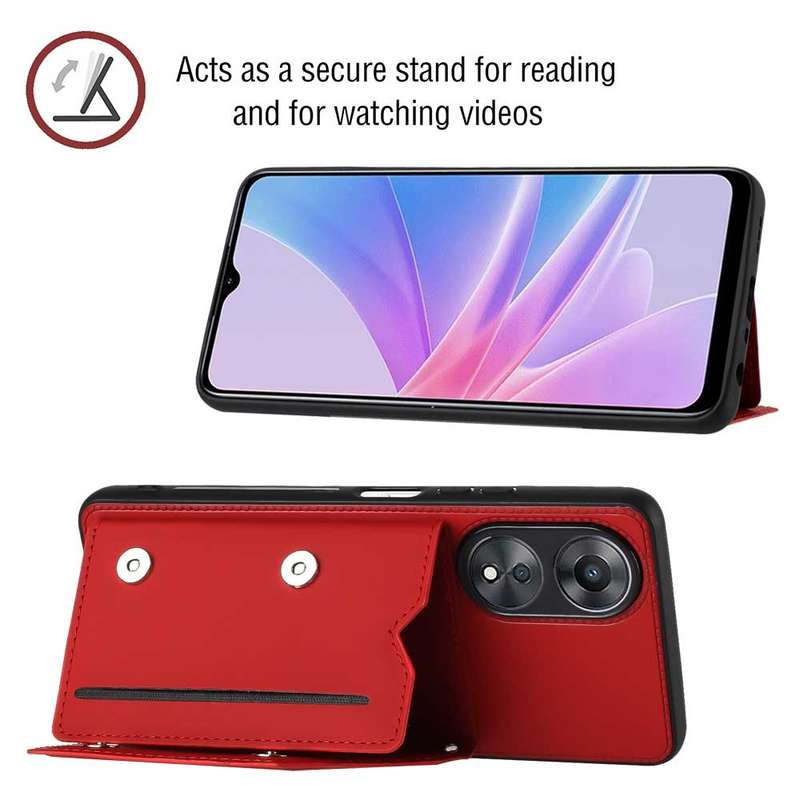 For OPPO A58 4G Skin Feel PU + TPU + PC Card Slots Phone Case(Black)