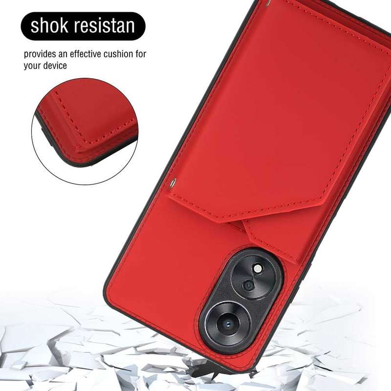 For OPPO A58 4G Skin Feel PU + TPU + PC Card Slots Phone Case(Black)
