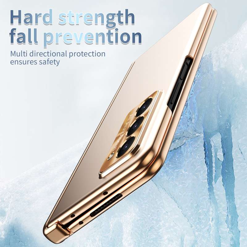 For Samsung Galaxy Z Fold5 Electroplating Hinged Folding Phone Case with S Pen Fold Edtion(Pink)