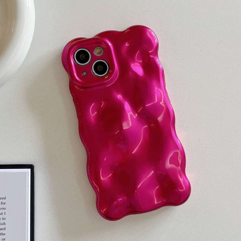 For iPhone 15 Pro Wave Bubbles TPU Phone Case(Painted Pink)