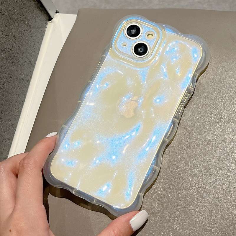 For iPhone 15 Pro Wave Bubbles TPU Phone Case(Painted Pink)
