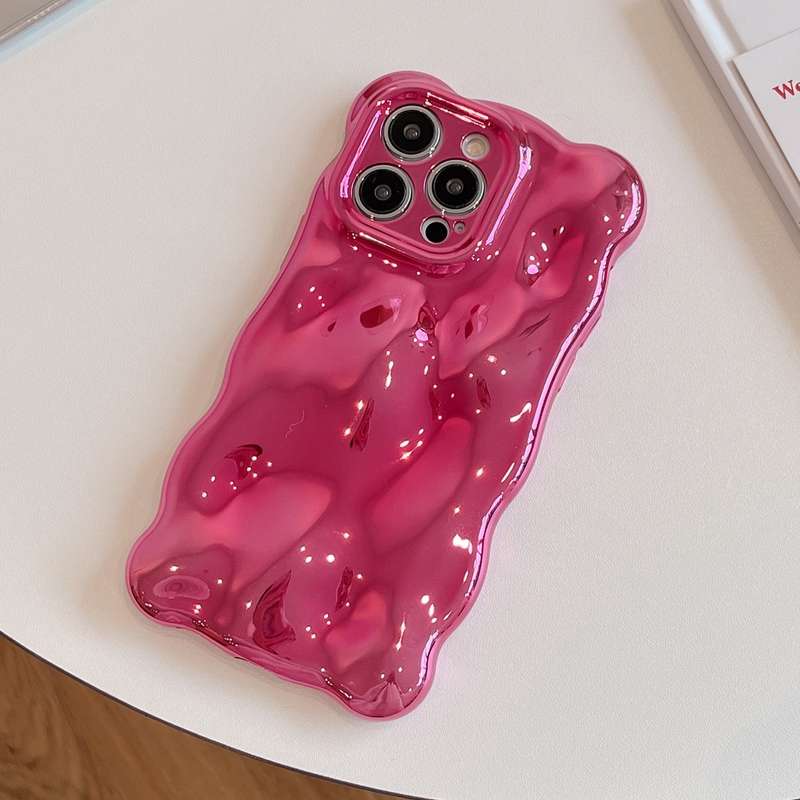 For iPhone 15 Pro Wave Bubbles TPU Phone Case(Painted Pink)