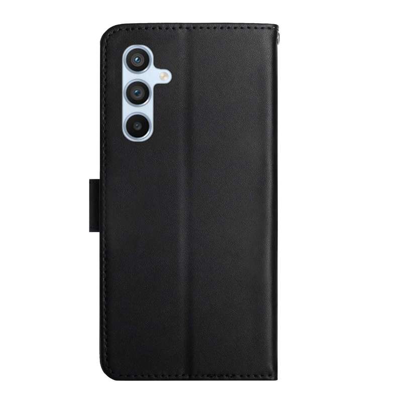 For Samsung Galaxy M15 5G HT02 Genuine Leather Fingerprint-proof Flip Phone Case(Black)