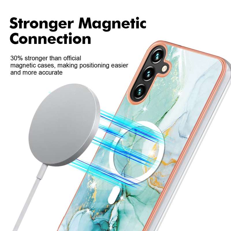 For Samsung Galaxy A54 5G Marble Pattern Dual-side IMD Magsafe TPU Phone Case(Purple 002)