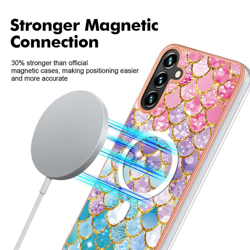 For Samsung Galaxy A54 5G Marble Pattern Dual-side IMD Magsafe TPU Phone Case(Purple 002)
