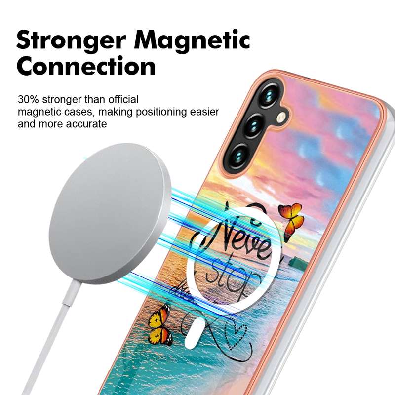 For Samsung Galaxy A54 5G Marble Pattern Dual-side IMD Magsafe TPU Phone Case(Purple 002)