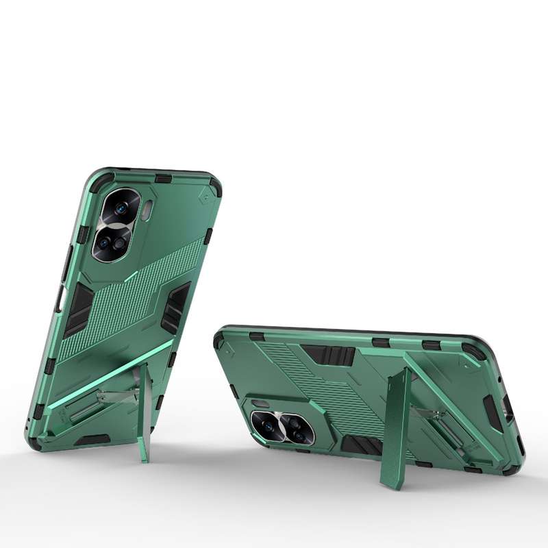 For Honor 90 Lite 5G Global Punk Armor 2 in 1 PC + TPU Phone Case with Holder(Black)