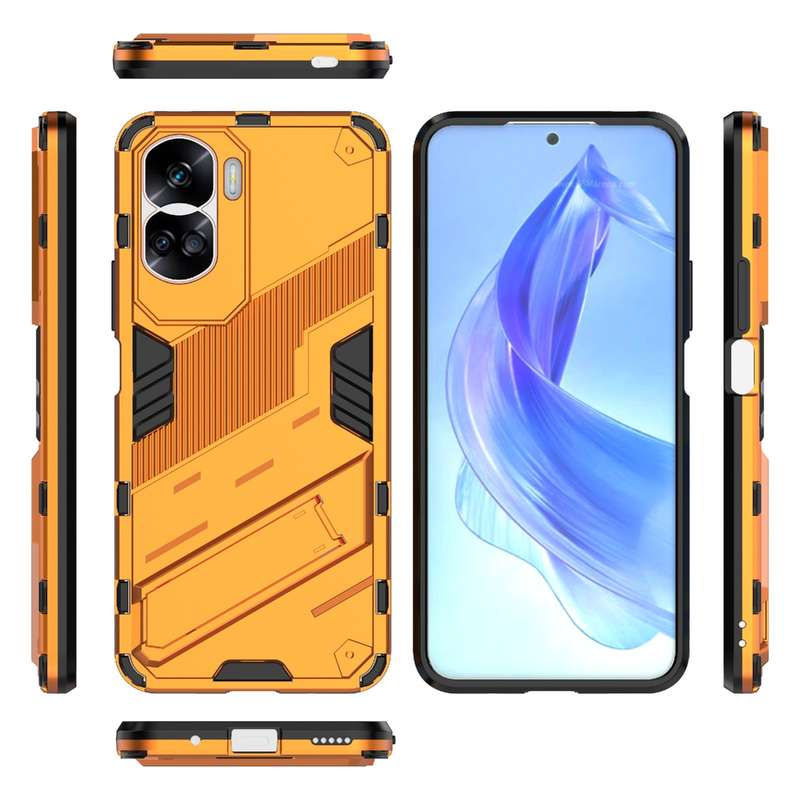 For Honor 90 Lite 5G Global Punk Armor 2 in 1 PC + TPU Phone Case with Holder(Green)