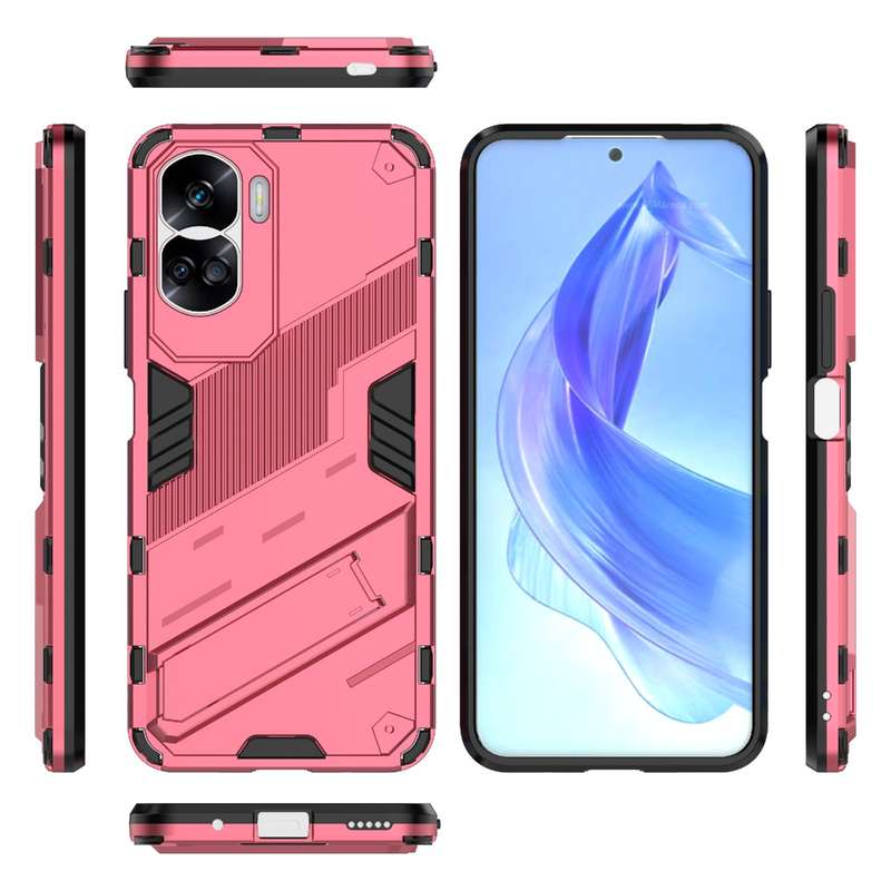 For Honor 90 Lite 5G Global Punk Armor 2 in 1 PC + TPU Phone Case with Holder(Green)