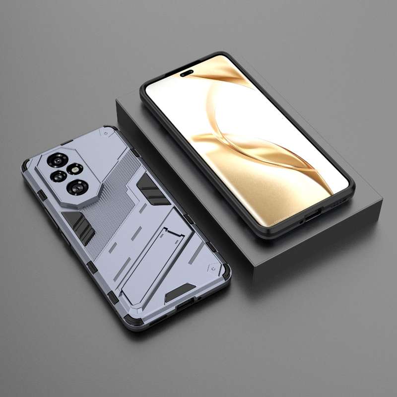 For Honor 200 Pro Punk Armor 2 in 1 PC + TPU Phone Case with Holder(Grey)