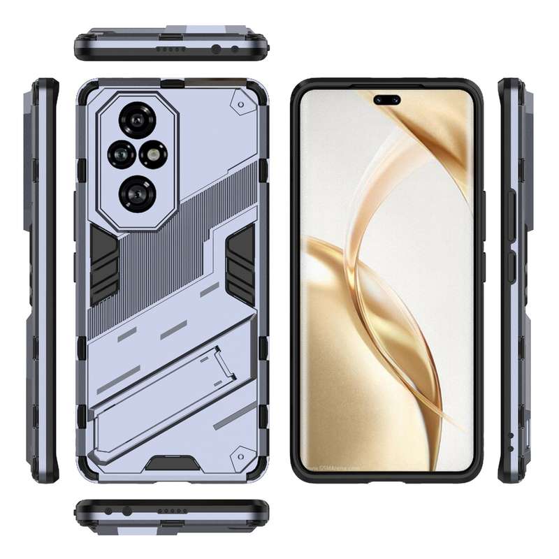 For Honor 200 Pro Punk Armor 2 in 1 PC + TPU Phone Case with Holder(Grey)
