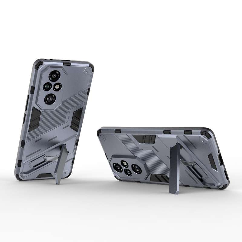 For Honor 200 Pro Punk Armor 2 in 1 PC + TPU Phone Case with Holder(Grey)