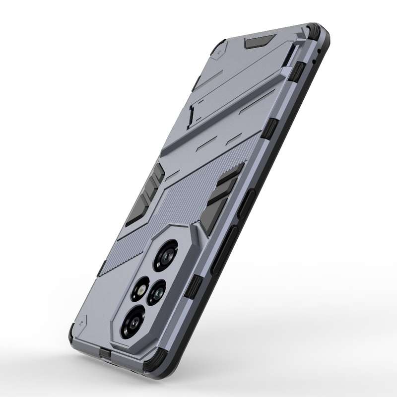 For Honor 200 Pro Punk Armor 2 in 1 PC + TPU Phone Case with Holder(Grey)