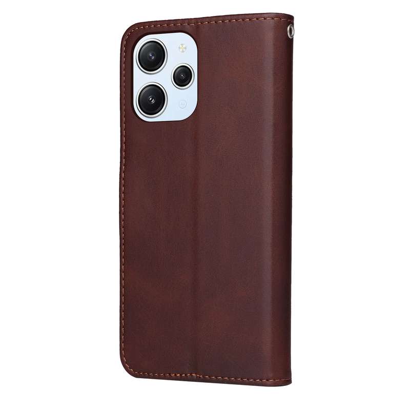 For Xiaomi Redmi 12 4G Classic Calf Texture Flip Leather Phone Case(Brown)