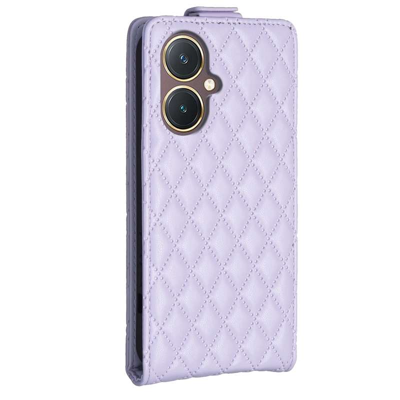 For vivo Y27 4G Diamond Lattice Vertical Flip Leather Phone Case(Dark Purple)