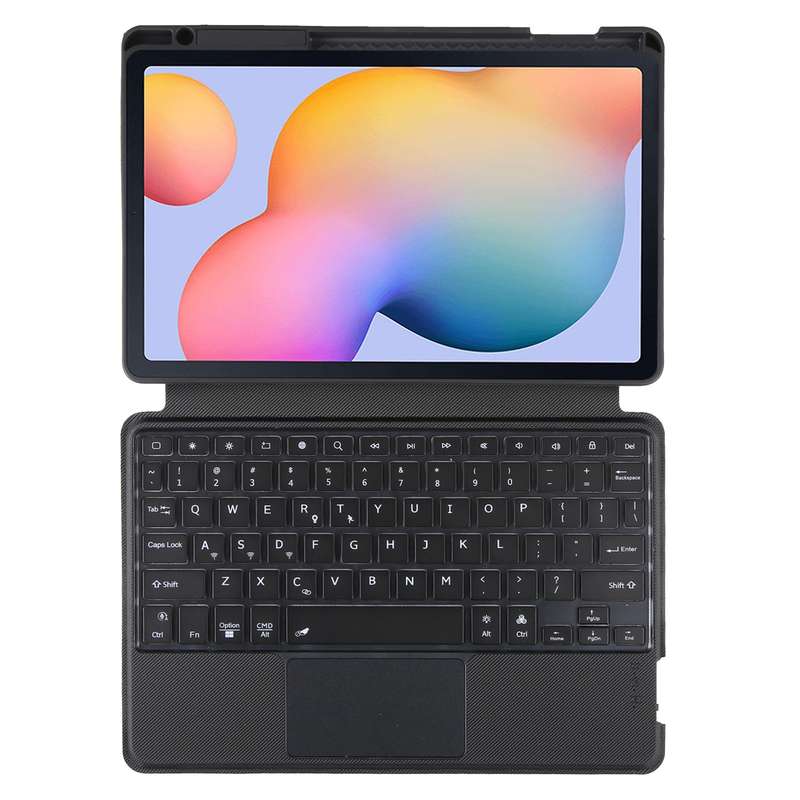 T610B-AS Pivot Backlight Upper Pen Tray Bluetooth Keyboard Leather Case For Samsung Galaxy Tab S6 Li