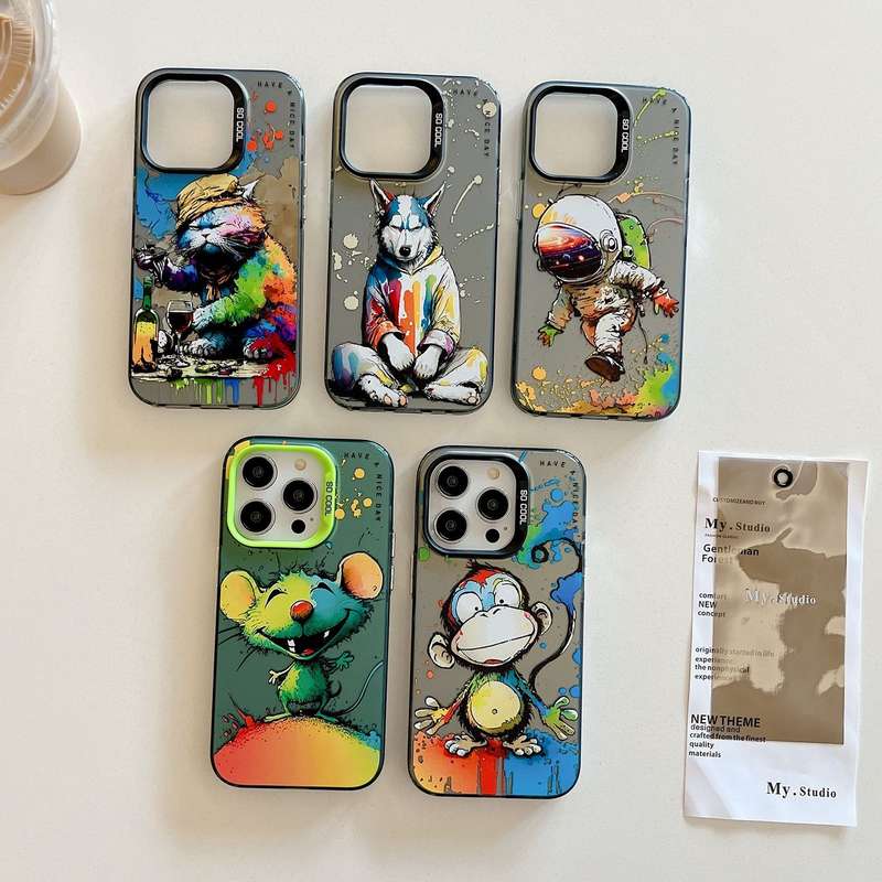 For iPhone XS Max Animal Pattern Oil Painting Series PC + TPU Phone Case(Stupid Cat)