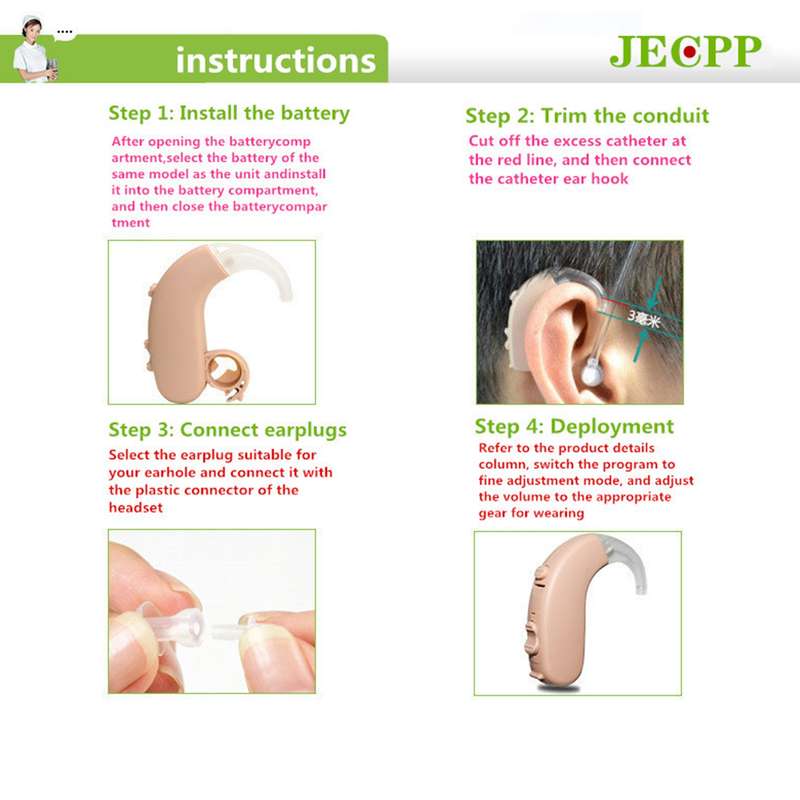 KAIXINWEI B145 DC3.7V Earhook Hearing Aid Sound Amplifier(Khaki)