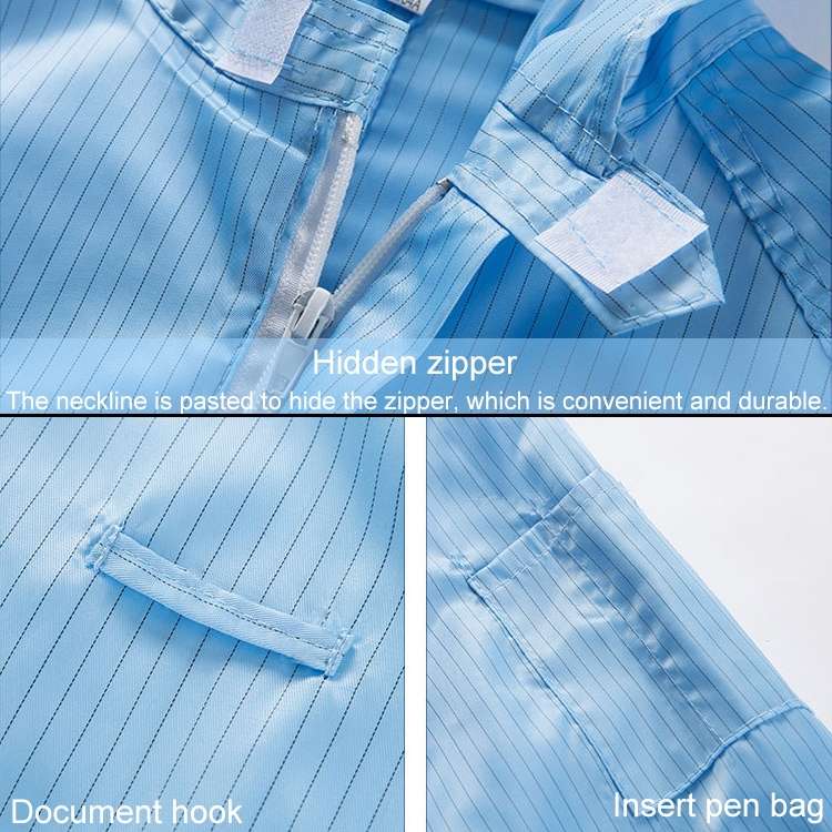 Striped Anti-static Split Hood Dust-proof Work Suit, Size:XXXXL(White)