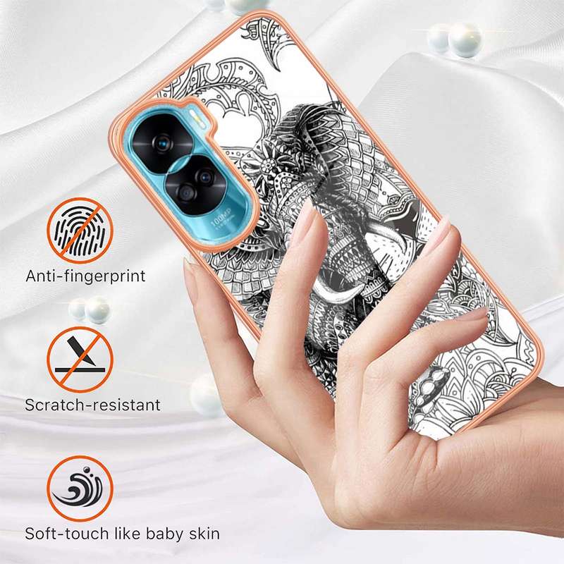 For Honor 90 Lite 5G Electroplating Marble Dual-side IMD Phone Case(Smile)