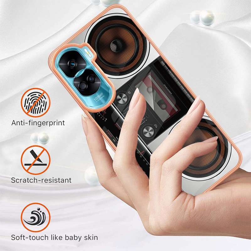 For Honor 90 Lite 5G Electroplating Marble Dual-side IMD Phone Case(Smile)