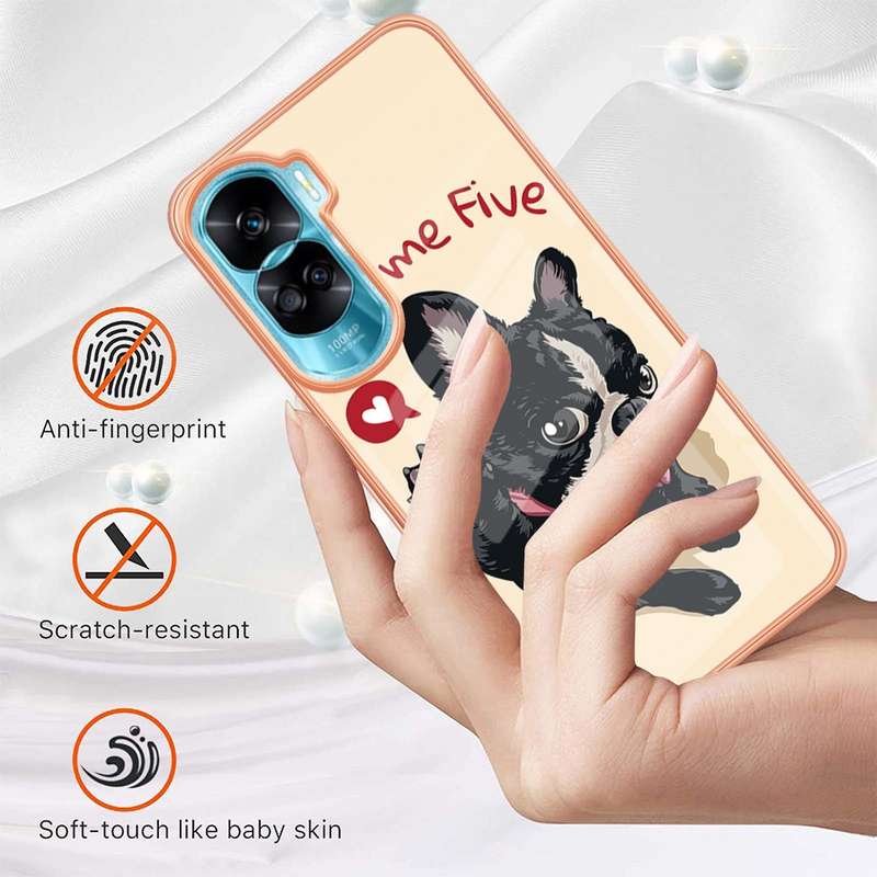 For Honor 90 Lite 5G Electroplating Marble Dual-side IMD Phone Case(Smile)