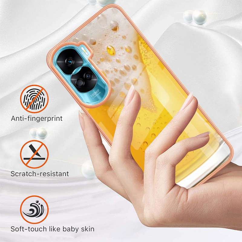 For Honor 90 Lite 5G Electroplating Marble Dual-side IMD Phone Case(Smile)