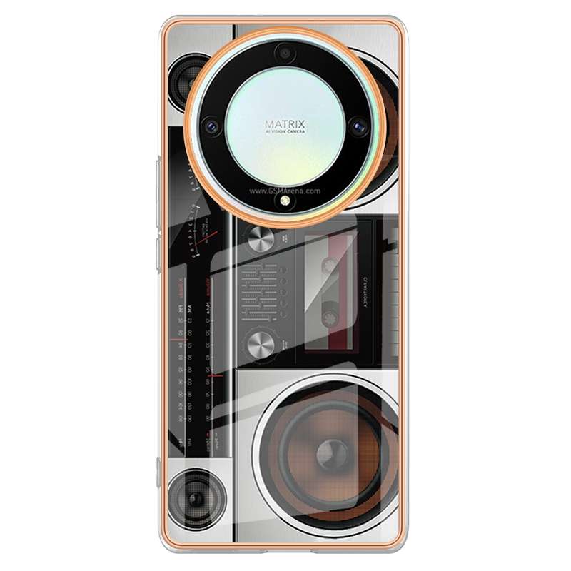 For Honor X9a / Magic5 Lite Electroplating Marble Dual-side IMD Phone Case(Retro Radio)