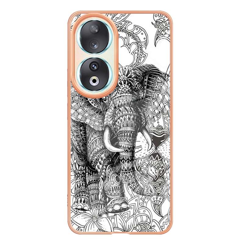 For Honor 90 5G Electroplating Marble Dual-side IMD Phone Case(Smile)