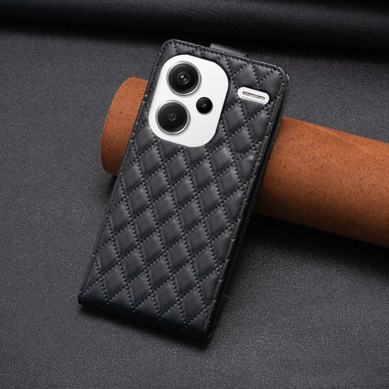 For Xiaomi Redmi Note 13 Pro+ 5G Diamond Lattice Vertical Flip Leather Phone Case(Black)