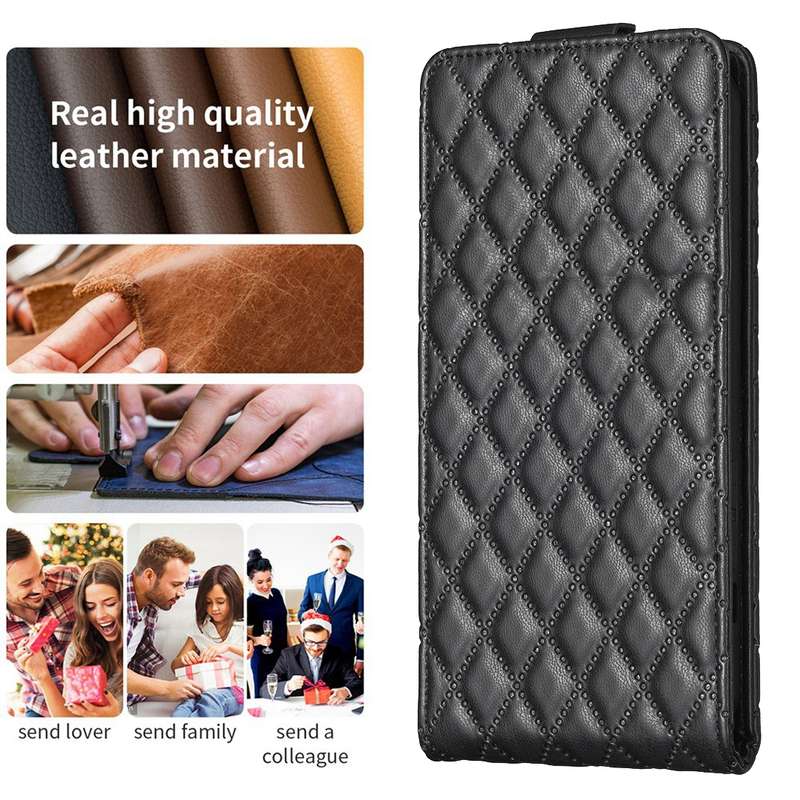 For Xiaomi Redmi Note 13 Pro+ 5G Diamond Lattice Vertical Flip Leather Phone Case(Black)