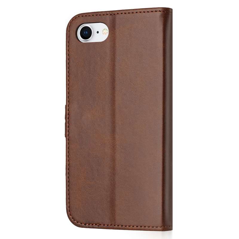 For iPhone SE 2024 Embossed Happy Cat Pattern Flip Leather Phone Case(Brown)