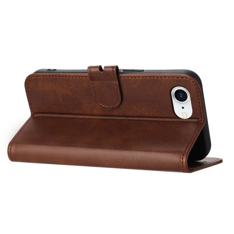 For iPhone SE 2024 Embossed Happy Cat Pattern Flip Leather Phone Case(Brown)
