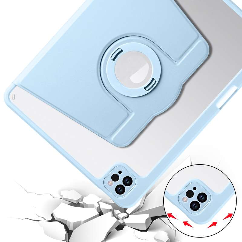 For iPad Pro 11 2024 Acrylic 360 Rotation Detachable Leather Tablet Case(Ice Blue)