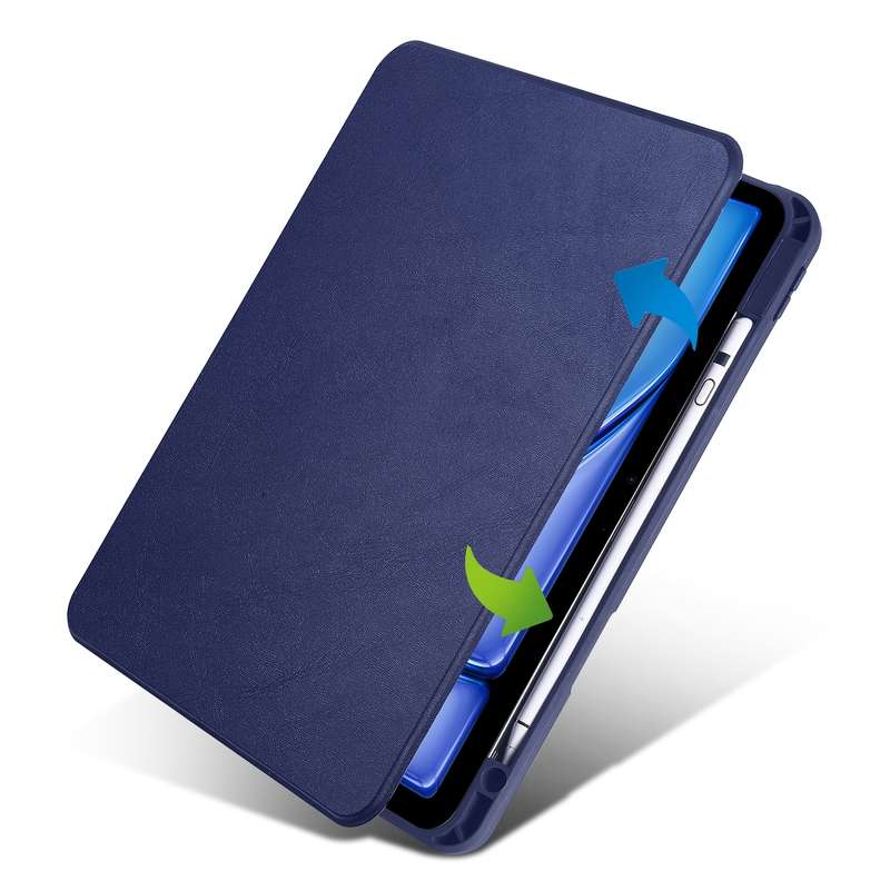 For iPad Air 11 2024 Acrylic 360 Rotation Detachable Leather Tablet Case(Dark Blue)