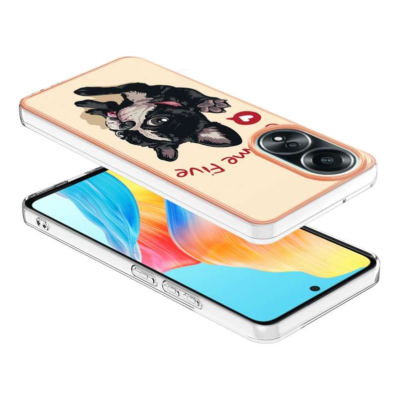 For OPPO A58 4G Electroplating Marble Dual-side IMD Phone Case(Retro Radio)