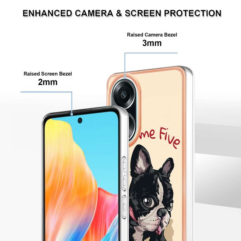 For OPPO A58 4G Electroplating Marble Dual-side IMD Phone Case(Retro Radio)