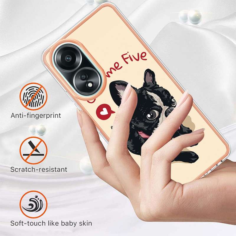 For OPPO A58 4G Electroplating Marble Dual-side IMD Phone Case(Retro Radio)