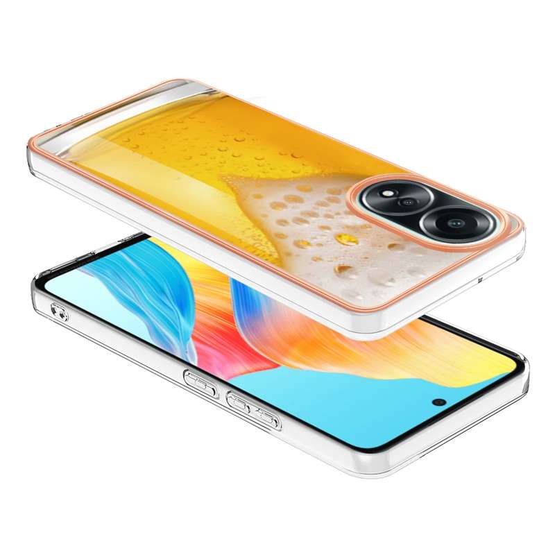 For OPPO A58 4G Electroplating Marble Dual-side IMD Phone Case(Retro Radio)