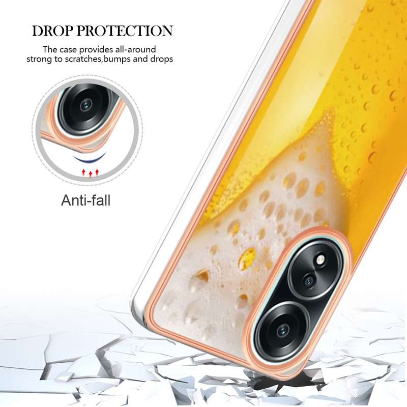 For OPPO A58 4G Electroplating Marble Dual-side IMD Phone Case(Retro Radio)