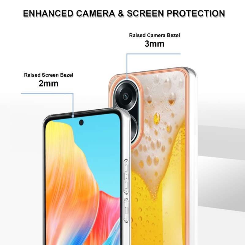 For OPPO A58 4G Electroplating Marble Dual-side IMD Phone Case(Retro Radio)