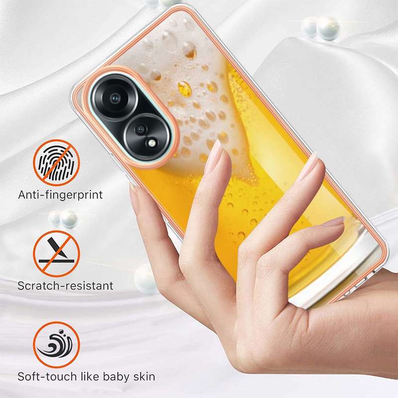 For OPPO A58 4G Electroplating Marble Dual-side IMD Phone Case(Retro Radio)